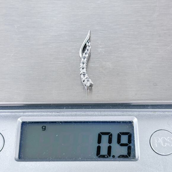 Estate Sterling Silver 925 White Sapphire Graduated Pendant - Picture 8 of 8